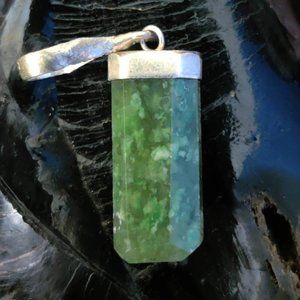 RARE Hydro-Grossular Garnet silver cap gemstone pendant #064